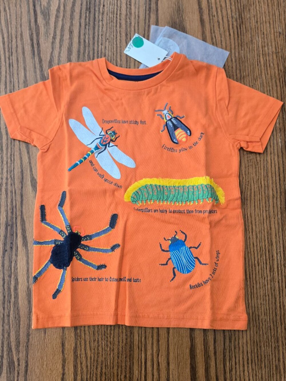 NWT Mini Boden orange educational bug / insect t-shirt - size 5-6. Boys or Girls